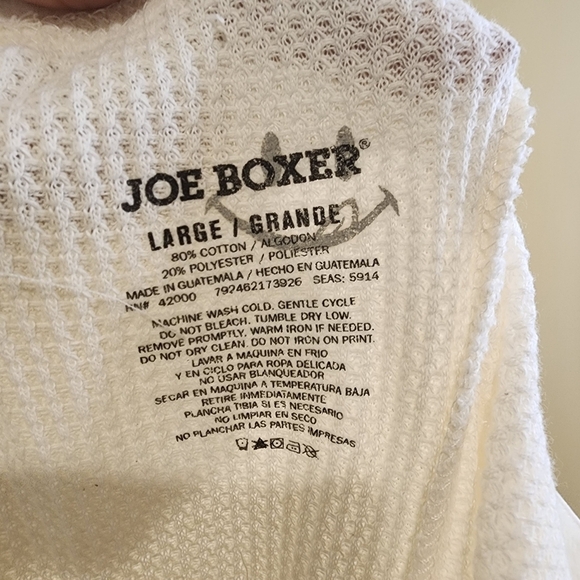 Joe Boxer Men's Off White Thermal Pants size L - Picture 3 of 8